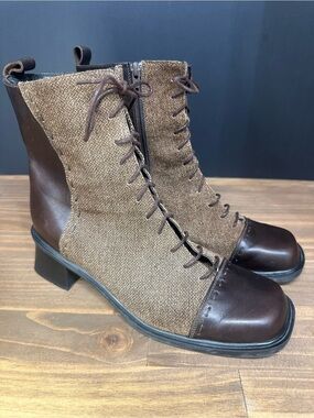 Naot Brown Leather Herringbone Lace-Up or Zip-up Boots